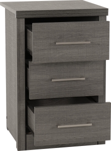 Image: 7120 - Lisbon 3 Drawer Bedside Chest - Grain